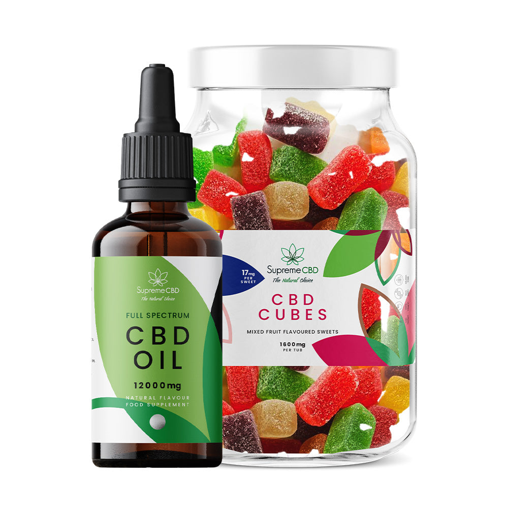 Supreme CBD Oil 12000mg (100ml) & Large CBD Gummies Bundle