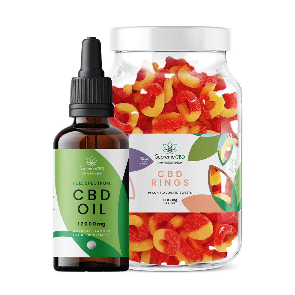 Supreme CBD Oil 12000mg (100ml) & Large CBD Gummies Bundle
