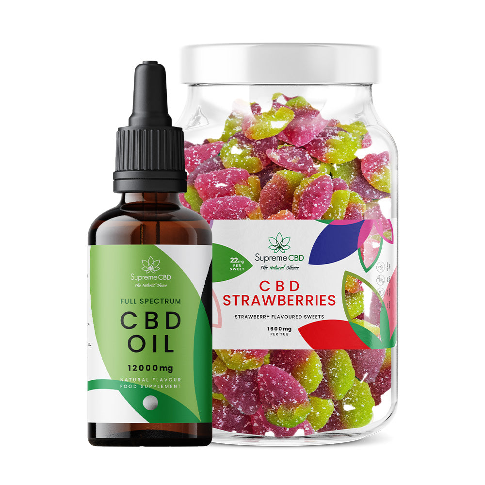 Supreme CBD Oil 12000mg (100ml) & Large CBD Gummies Bundle