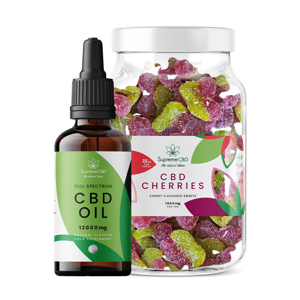 Supreme CBD Oil 12000mg (100ml) & Large CBD Gummies Bundle