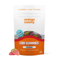 Packaging of Orange County CBD Gummies with strawberry flavor on a white background