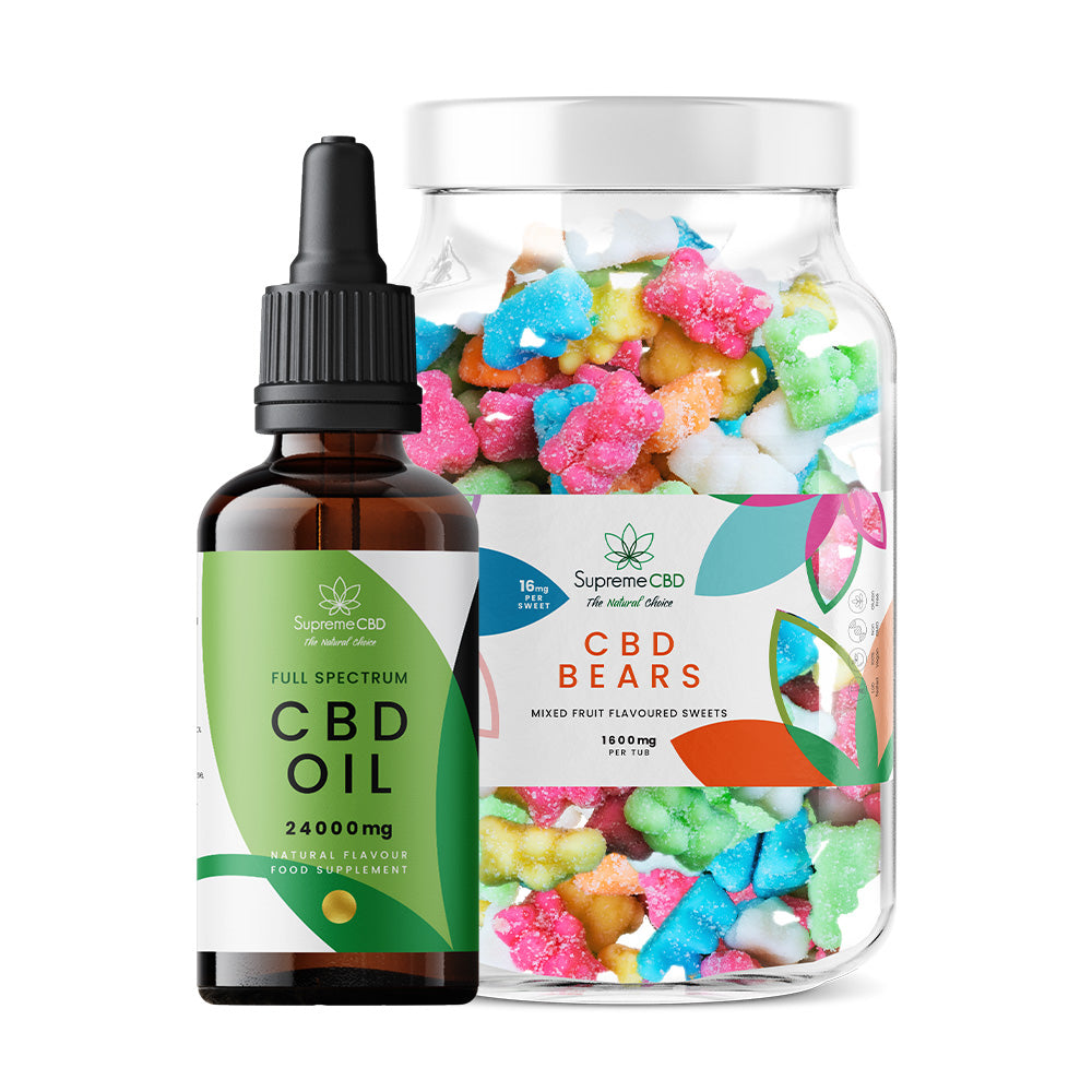 Supreme CBD Oil 24000mg (100ml) & Large CBD Gummies Bundle
