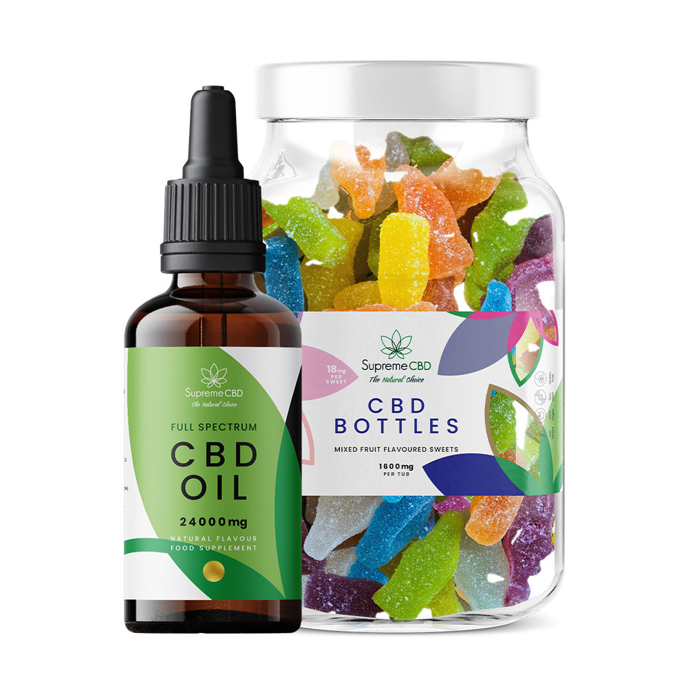 Supreme CBD Oil 24000mg (100ml) & Large CBD Gummies Bundle