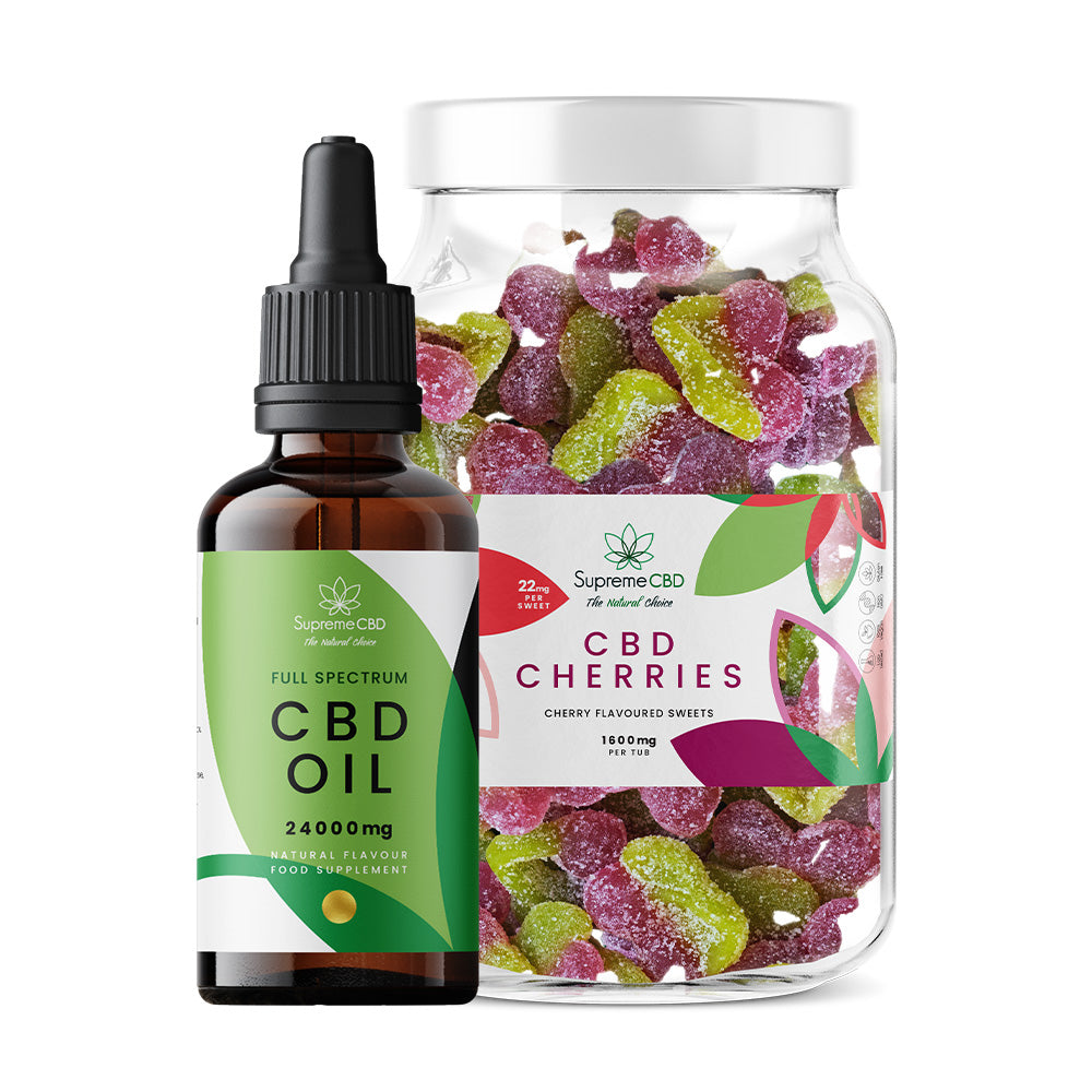 Supreme CBD Oil 24000mg (100ml) & Large CBD Gummies Bundle