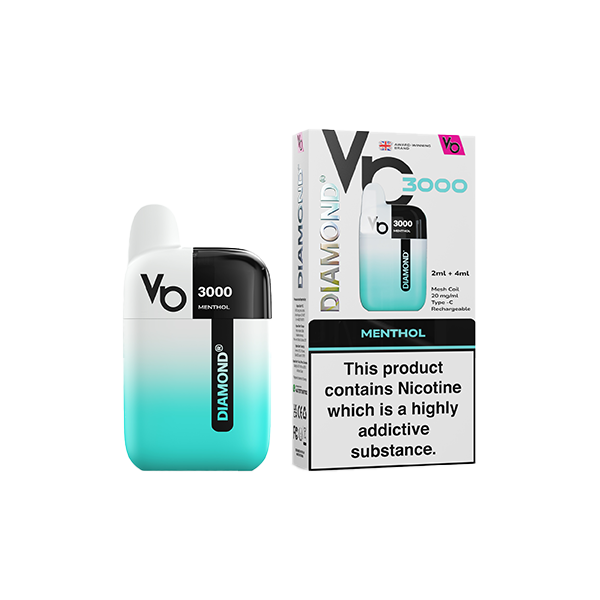 20mg Vapes Bar Diamond 3000 Pod Vape Kit 3000 Puffs Menthol