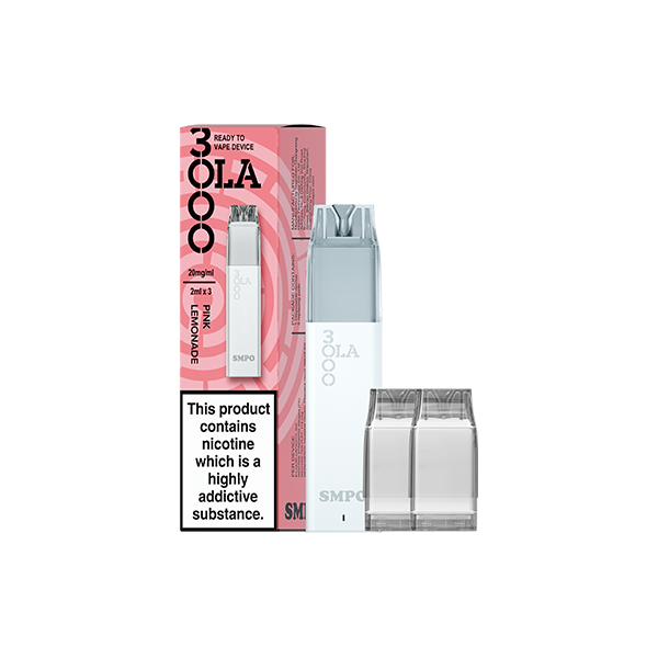 20mg SMPO Ola 3000 Prefilled Pod Vape Kit - 2ml (Pack of 3) Pink Lemonade