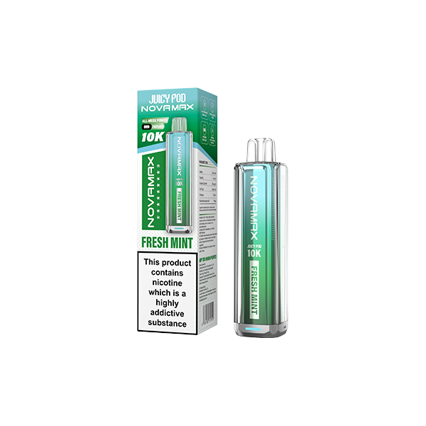 20mg Juicy Pod Novamax Disposable Pod Vape Kit 10000 Puffs Fresh Mint