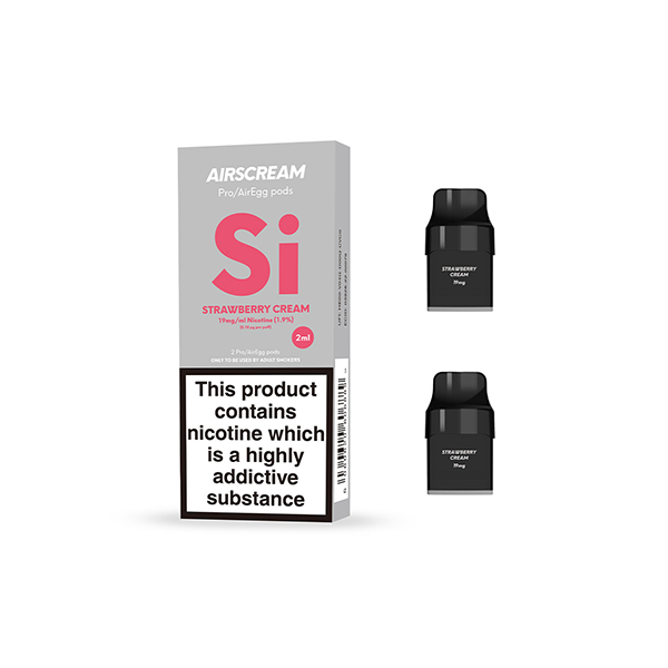 19mg AIRSCREAM Air Pre Filled Pods 1.2Ω 2ml 2Pcs ( Compatible With AirsPops Pro & AirEgg ) Strawberry Cream