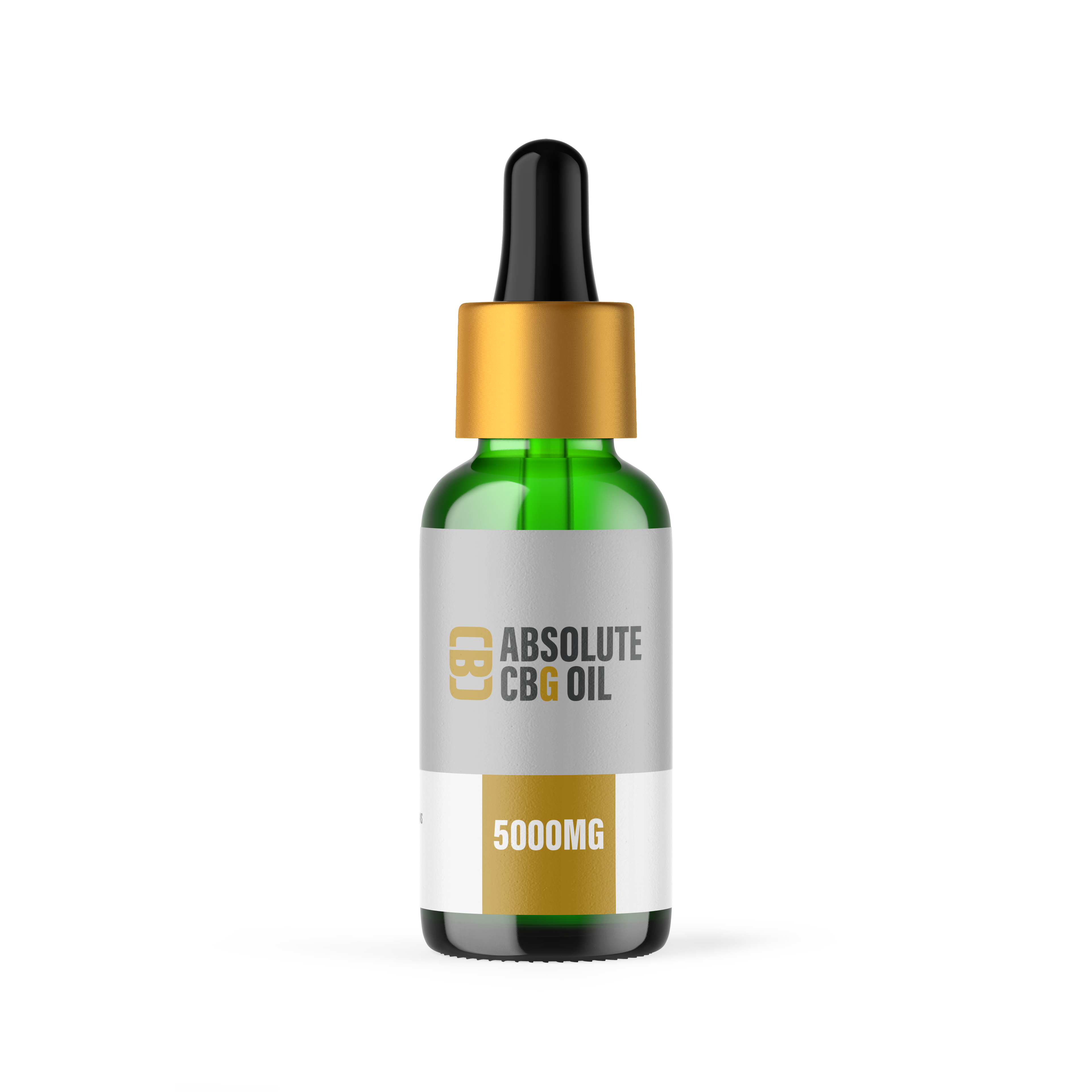 Bottle of Absolute CBG Oil with 5000MG on a white background