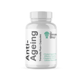 White supplement bottle labeled 'Anti-Ageing' from The Shroom Shop on a white background
