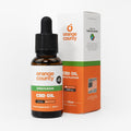 CBD oil bottle and packaging with 'Orange County' branding on a white background
