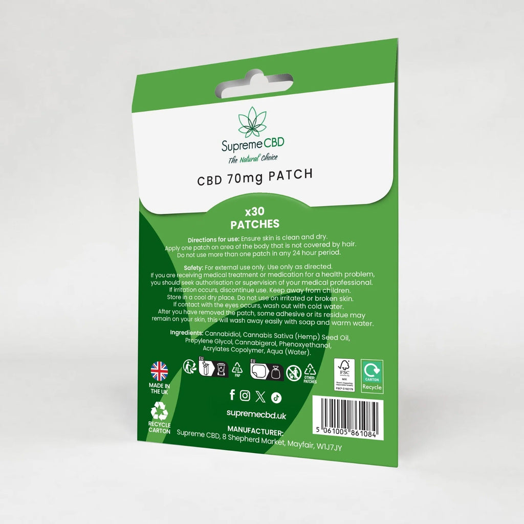 Supreme CBD Patches 70mg | Slow Release CBD Patches UK