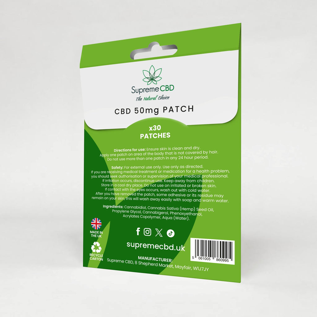 Supreme CBD Patches 50mg | Slow Release CBD Patches UK