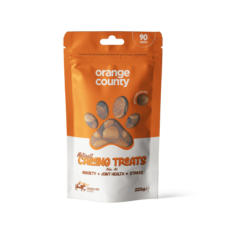 Orange County dog treats packaging on a white background
