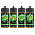 Four bottles of Colorado Fresh CBD with green and black labels on a white background