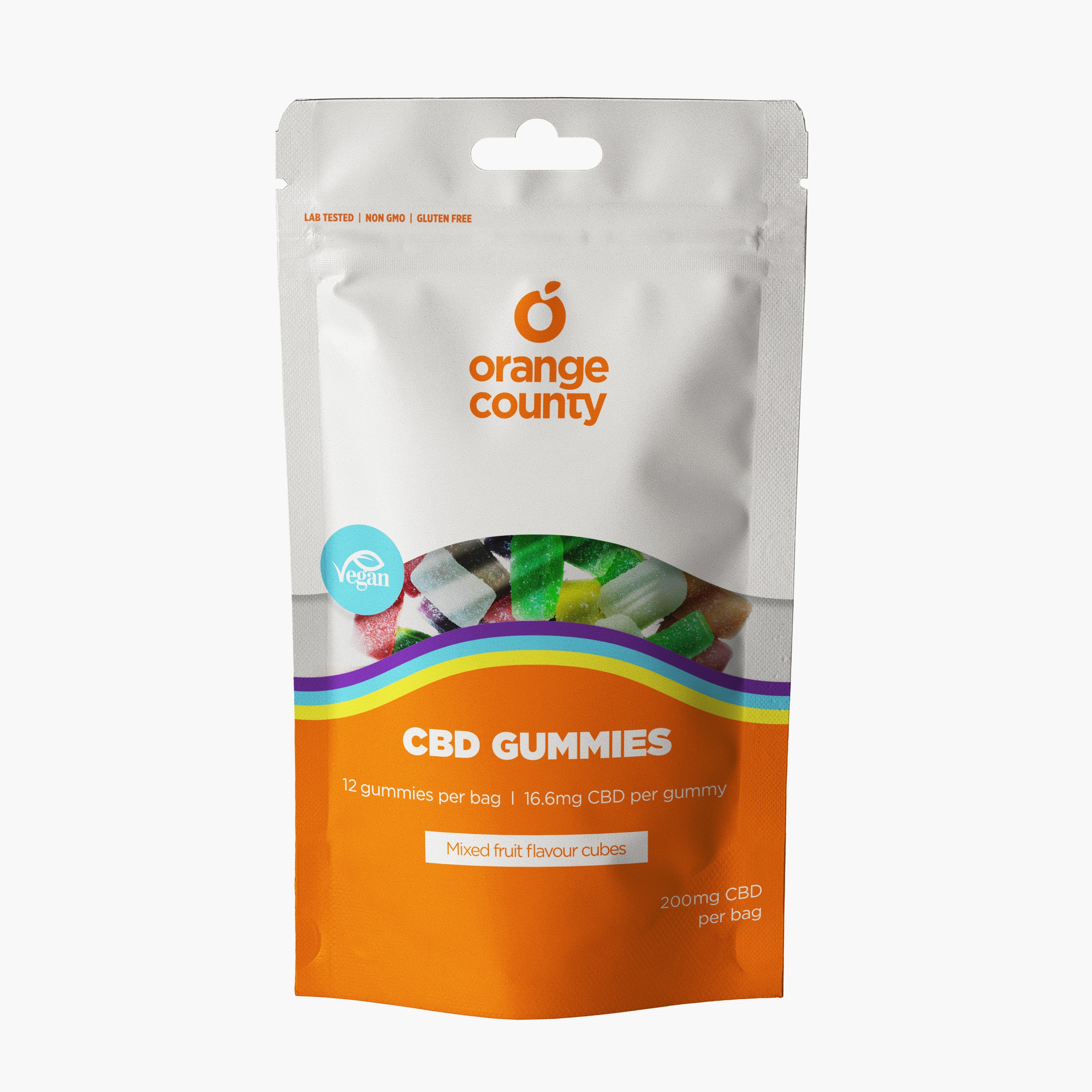 Packaging of Orange County CBD Gummies on a white background