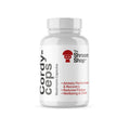 Bottle of Cordy-Ceps supplement from The Shroom Shop on a white background