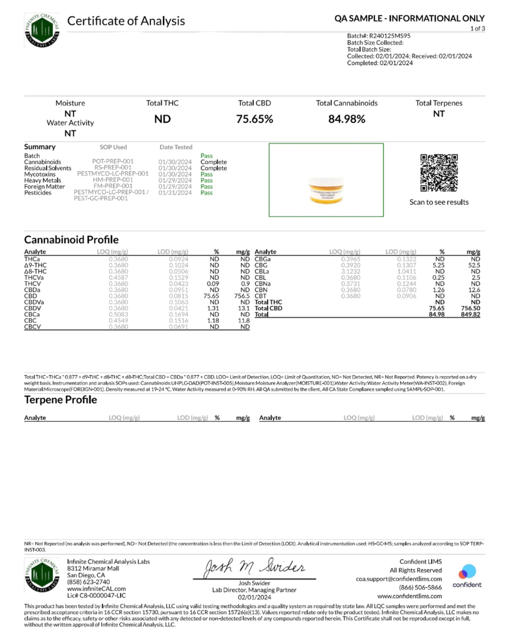 Broad Spectrum CBD Wax 84.98% | THC-Free Hemp Concentrate