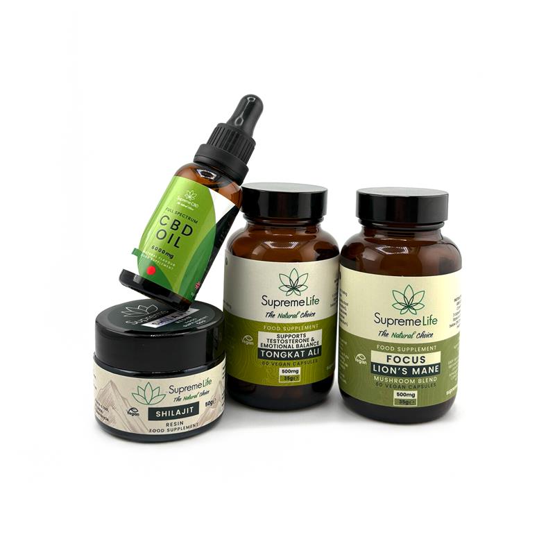 Supreme CBD Power Performance & Recovery Bundle | CBD Oil Lion’s Mane Tongkat Ali Shilajit UK