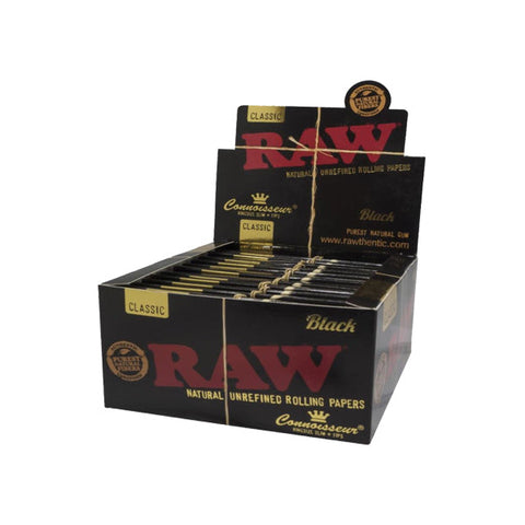 24 Raw Black Classic King Size Slim Connoisseur Rolling Papers + Tips Default Title