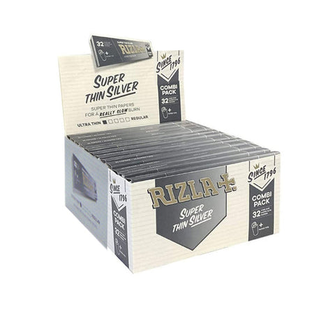 24 Rizla Silver Super Thin King Size Rolling Papers + Tips Combi Pack Default Title