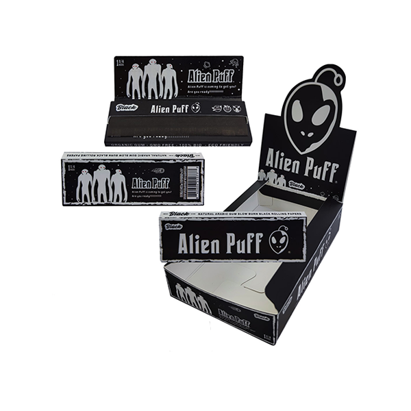 Alien Puff 1 1/4 Size Black Rolling Papers 25 Booklets (HP2125) Default Title