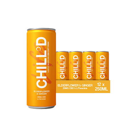 12 x CHILL°D 20mg CBD Sparkling 250ml Elderflower & Ginger Default Title