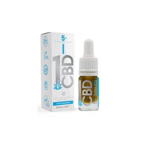 1CBD 5% Pure Hemp 250mg CBD Oil Lite Edition 5ml Default Title