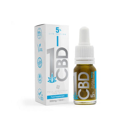 1CBD 5% Pure Hemp 500mg CBD Oil Lite Edition 10ml Default Title