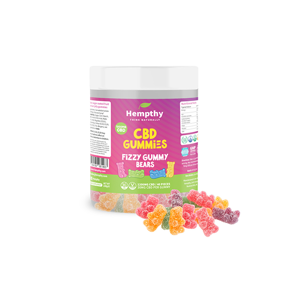 Hempthy 1200mg CBD Fizzy Gummy Bears - 40 pieces Default Title