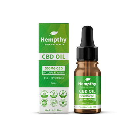 Hempthy 500mg CBD Oil Full Spectrum Natural - 10ml Default Title