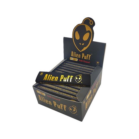 33 Alien Puff Black & Gold King Size Unbleached Brown Rolling Papers + Tips ( HP103 ) Default Title