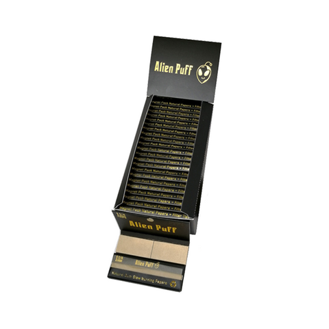 33 Alien Puff Black & Gold 1 1/4 Size Magnetic Unbleached Rolling Papers + Tips ( HP120 ) Default Title