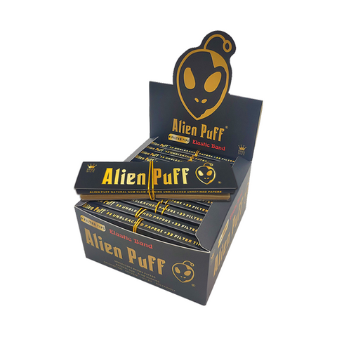 33 Alien Puff Black & Gold King Size Elastic Band Unbleached Papers + Filter Tips ( HP184 ) Default Title