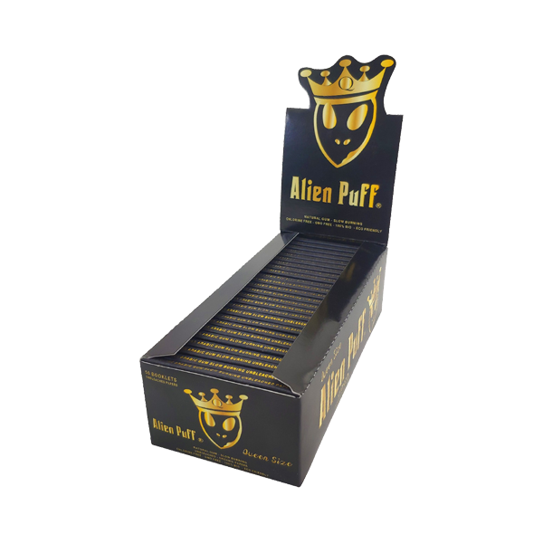 62 Alien Puff Black & Gold Queen Size Unbleached Brown Rolling Papers ( HP124 ) Default Title
