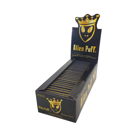 62 Alien Puff Black & Gold Queen Size Unbleached Brown Rolling Papers ( HP124 ) Default Title