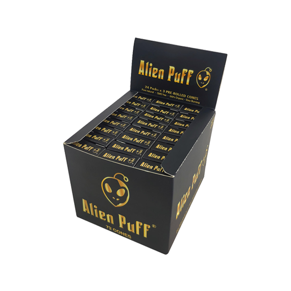 72 Alien Puff Black & Gold 1 1/4 Size Pre-Rolled Cones ( HP2550APC ) Default Title