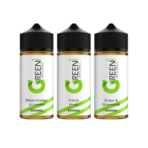 Green Naturals 2000mg CBD Vaping Liquid 100ml (50PG/50VG) Grape & Strawberry
