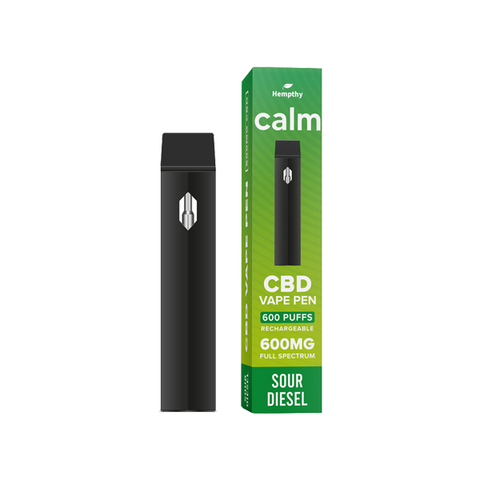 Hempthy 600mg CBD Disposable Vape Pen 600 Puffs Sour Diesel