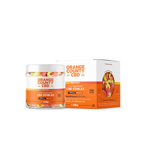 Orange County CBD 400mg CBD Fizzy Peach Rings - Small Tub Default Title