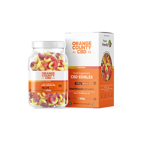 Orange County CBD 1600mg CBD Fizzy Peach Rings - Large Tub Default Title