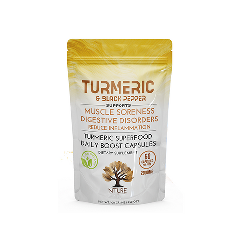 NTURE 2000mg Turmeric & Black Pepper Capsules - 60 Caps Default Title