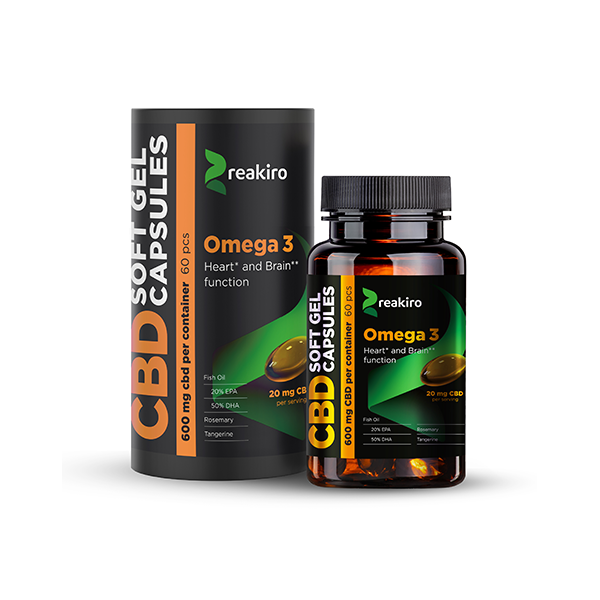 Reakiro 600mg CBD Full Spectrum Omega 3 Capsules - 60 Caps (BUY 1 GET 1 FREE) Default Title
