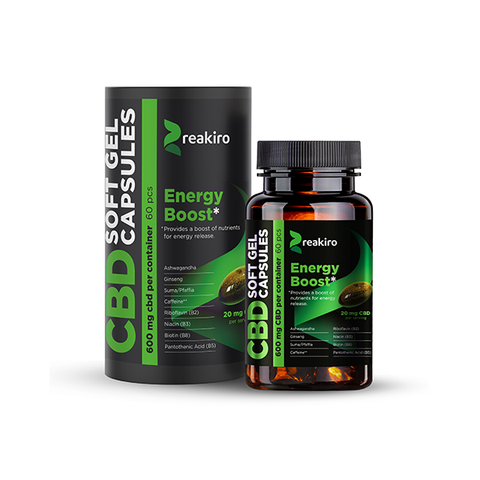 Reakiro 600mg CBD Full Spectrum Energy Boost Capsules - 60 Caps (BUY 1 GET 1 FREE) Default Title