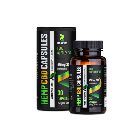 Reakiro 450mg CBD Full Spectrum Vegan Piperine Capsules - 30 Caps (BUY 1 GET 1 FREE) Default Title
