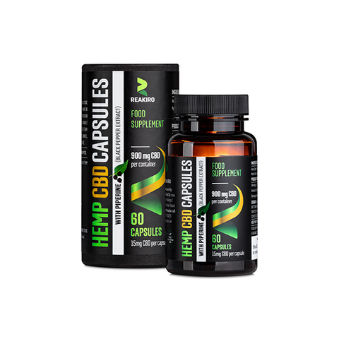 Reakiro 900mg CBD Full Spectrum Vegan Piperine Capsules - 60 Caps (BUY 1 GET 1 FREE) Default Title