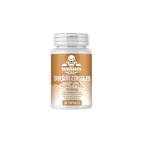 Silverback CBD 600mg Seamoss & Turkey Tail Infused Shilajit Capsules - 60 Caps Default Title