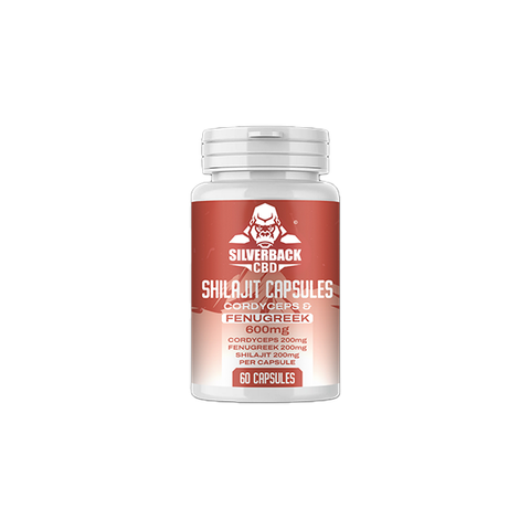 Silverback CBD 600mg Cordyceps + Fenugreek Infused Shilajit Capsules - 60 Caps Default Title