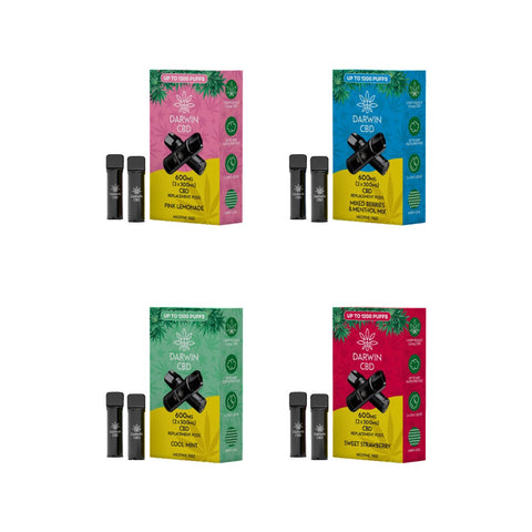 600mg Darwin CBD Prefilled Replacement Pods 1200 Puffs - 2 Pcs Bubblegum