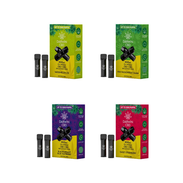 900mg Darwin CBD Prefilled Replacement Pods 1200 Puffs - 2 Pcs